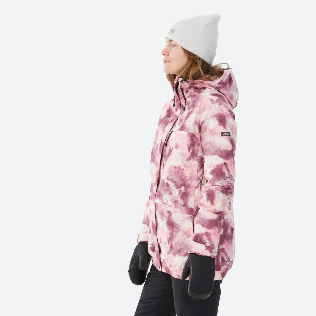 Women's Warm, Breathable Snowboard Jacket SNB 100 - Graph Pink